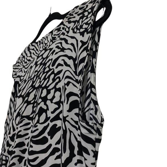 Anne Klein Animal Print Wrap Ruched Style Sleeveless Top - Picture 7 of 13